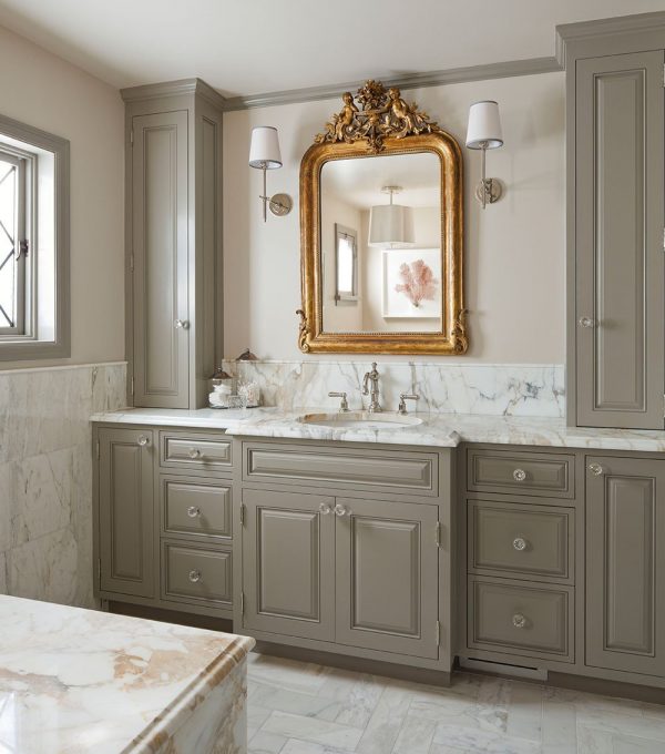 Brass Antique Mirror Bathroom Detail