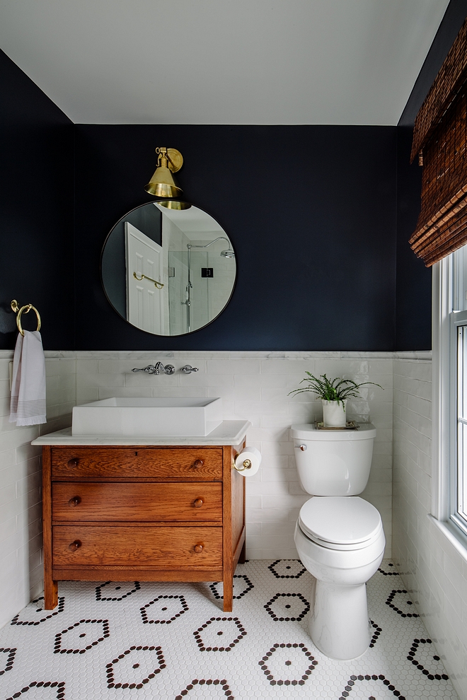 black walls bathroom