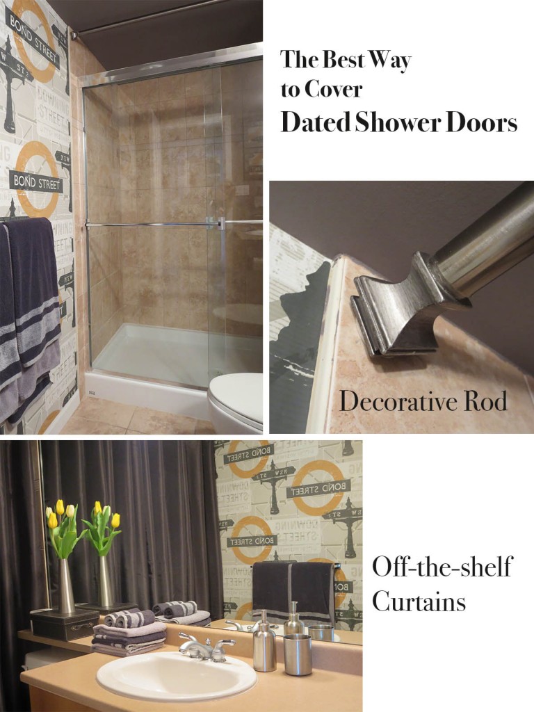 The Best Way To Cover Dated Shower Doors, Shower Curtains Over Doors