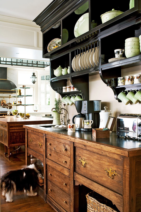 Wood Stained kitchen with Black