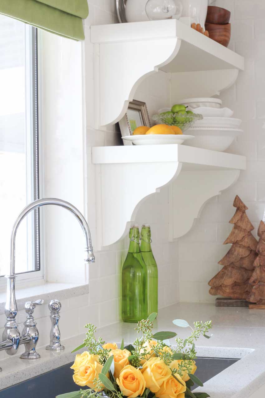 Upper Shelves in holiday kitchen