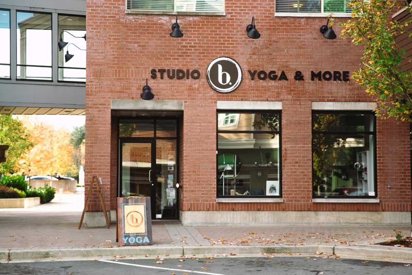 Orange brick exterior yoga studio