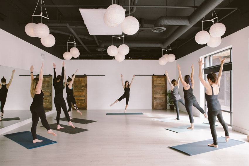 Yoga Studio, White walls with charcoal ceiling