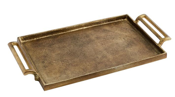 Gold Metal Tray Tablescape Vignette