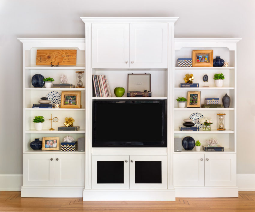 Tips for styling wall unit | TV Display | White Bookcase Design | Styling Ideas