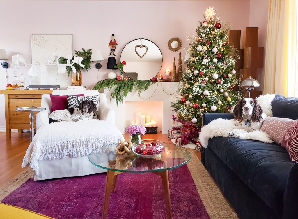 Pink Christmas Living Room