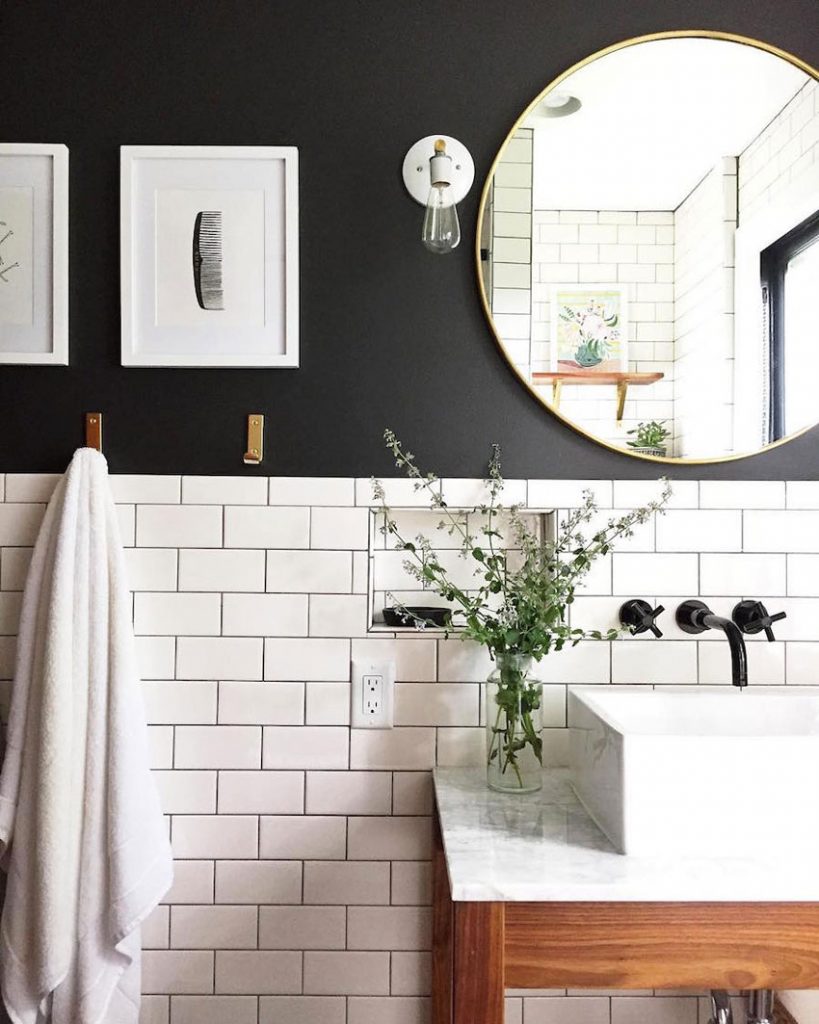 decorate black tile bathroom