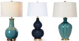 turquoise blue gourd table lamps