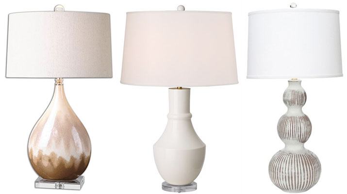 Cream and Cognac Table Lamps