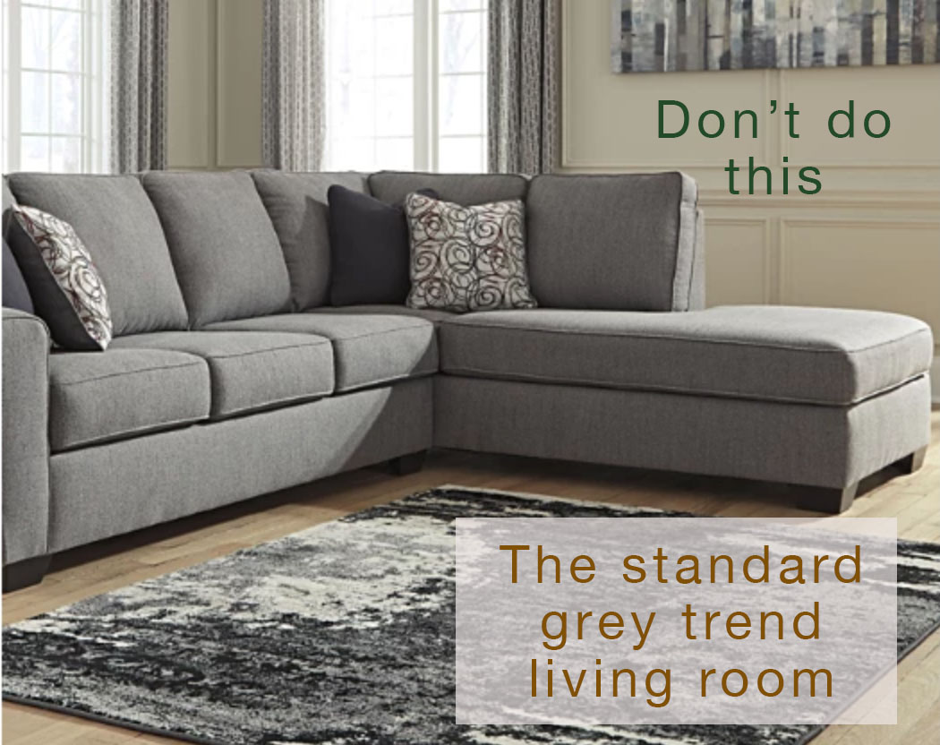 How NOT to Decorate Around a Dark Neutral Sofa - Advice for Homeowners