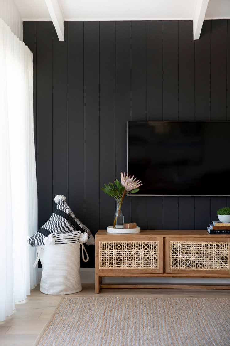 black board and batten accent wall