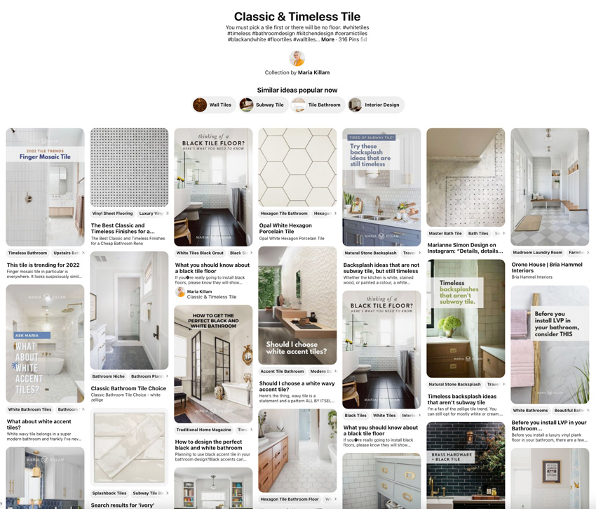 pinterest board for classic and timeless tile