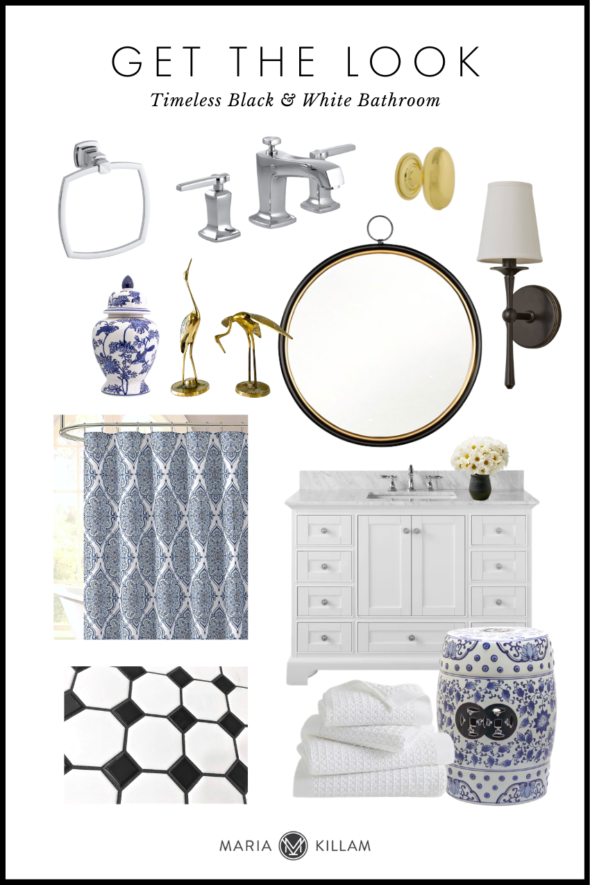 My Sister's Timeless Black & White Bathroom: Before & After