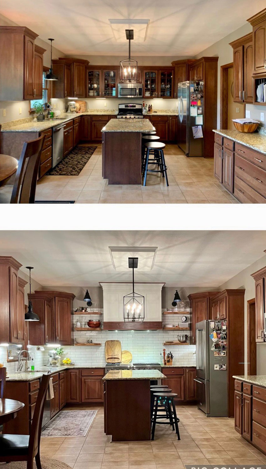 Open Kitchen Shelving and Backsplash Redo - Before and After
