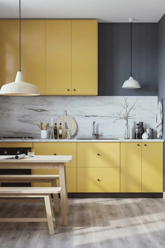 Yellow kitchen cabinets