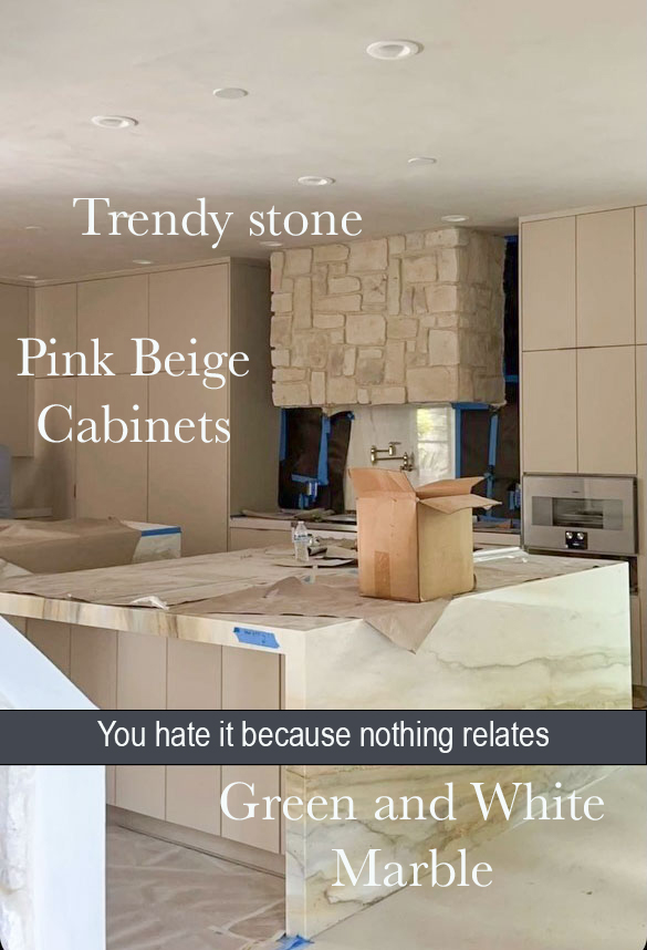 trendy stone and marble kitchen