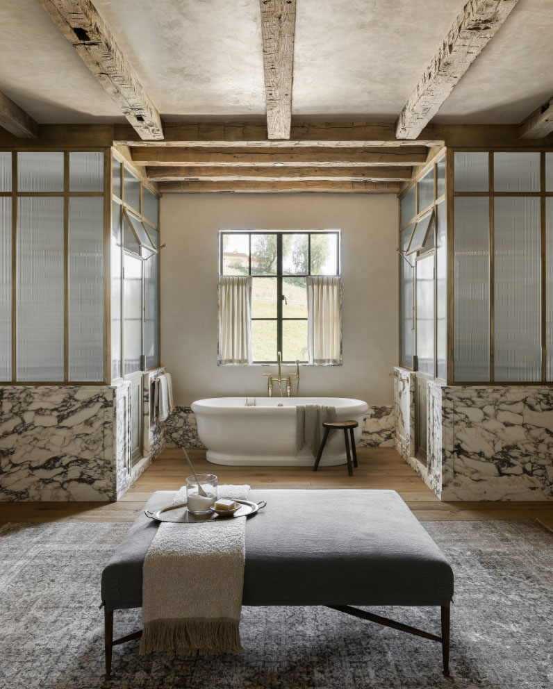 earthy marble bathroom