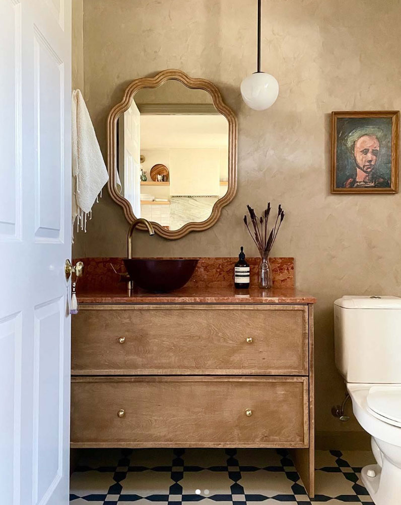 pink beige bathroom