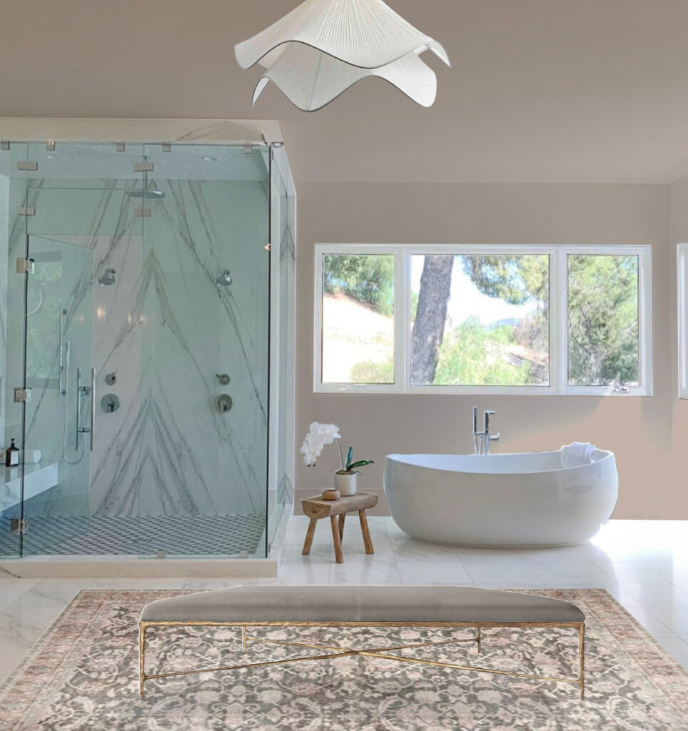 blush and marble bathroom