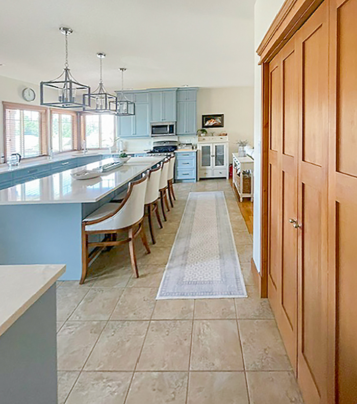 blue kitchen island