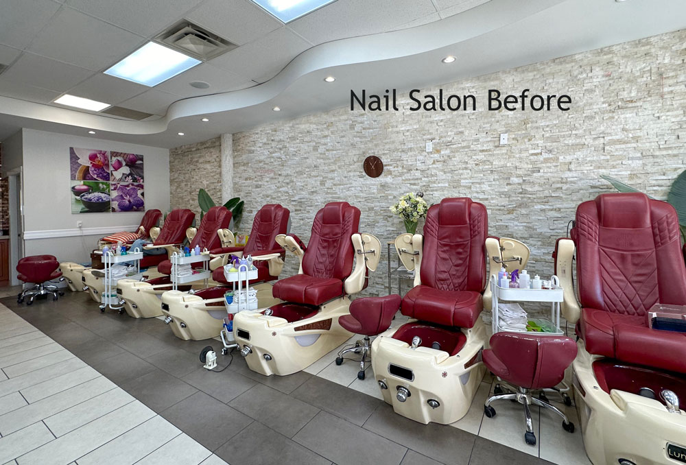 Nail salon red chairs