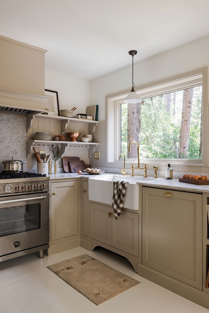 Beige kitchen cabinets