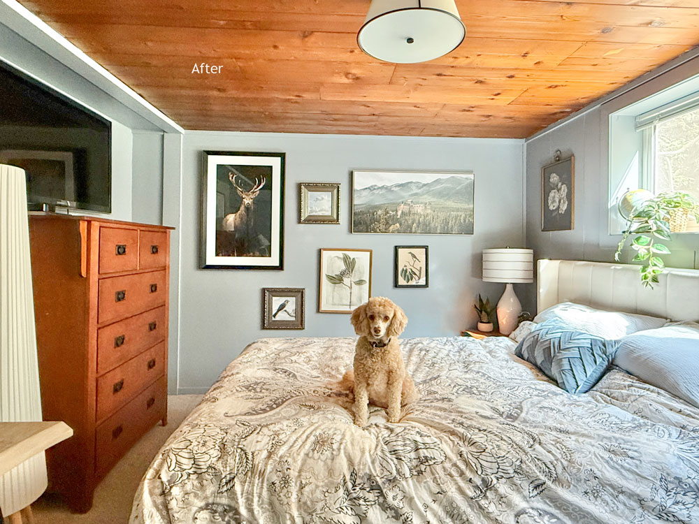 bedroom with wood ceiling