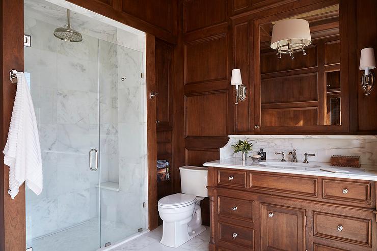  cherry and marble bathroom