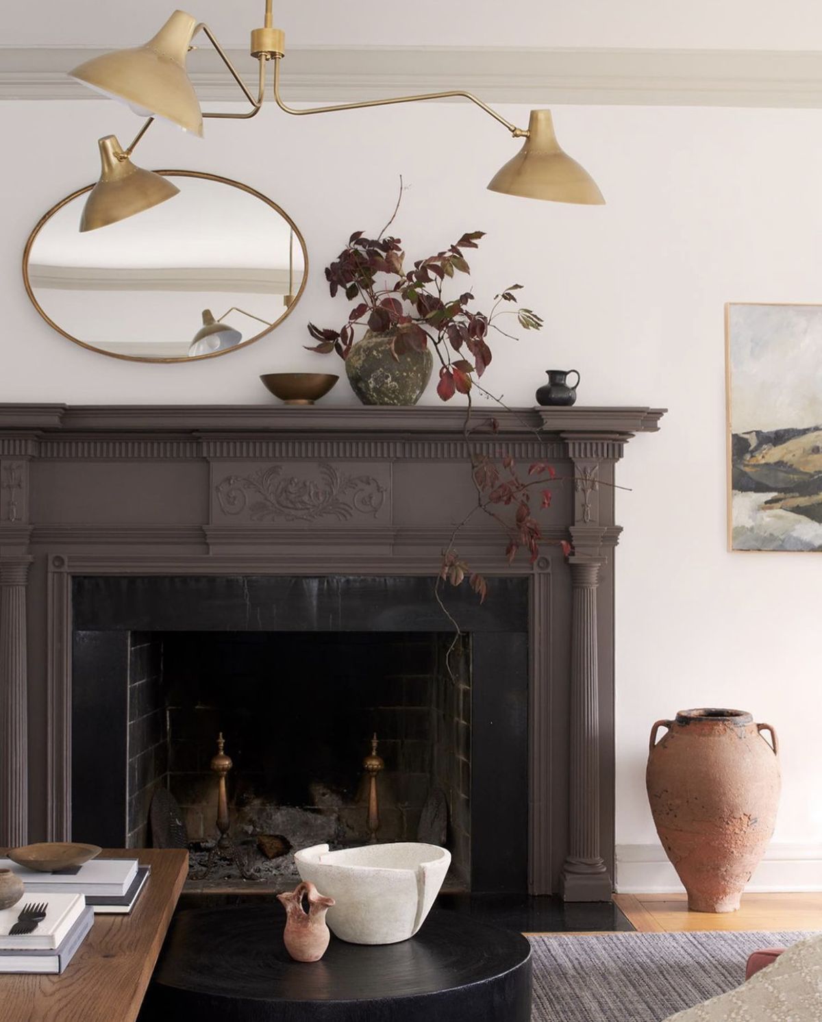 Dramatic painted fireplace