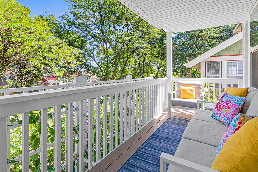Yellow and blue porch decor