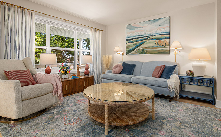 blue sofa living room