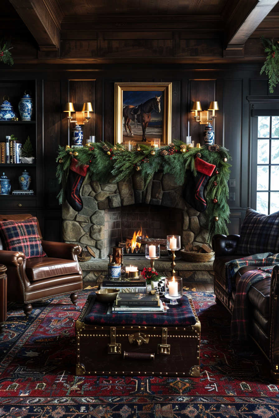 Stone Fireplace Ralph Lauren Christmas