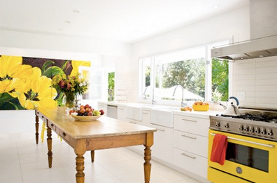 White kitchen yellow accents