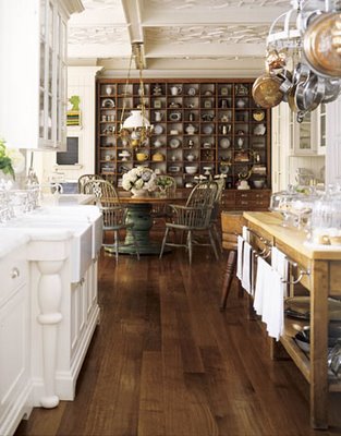 White kitchen cabinets wood floor